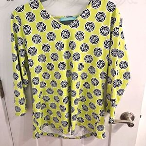 Anthony’s Resort Florida By Lulu-b UPF 50+  Green White 3/4 sleeve blouse L